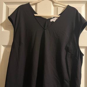Liz Claiborne Sleeveless V-Neck Blouse Womens -BLACK 1X